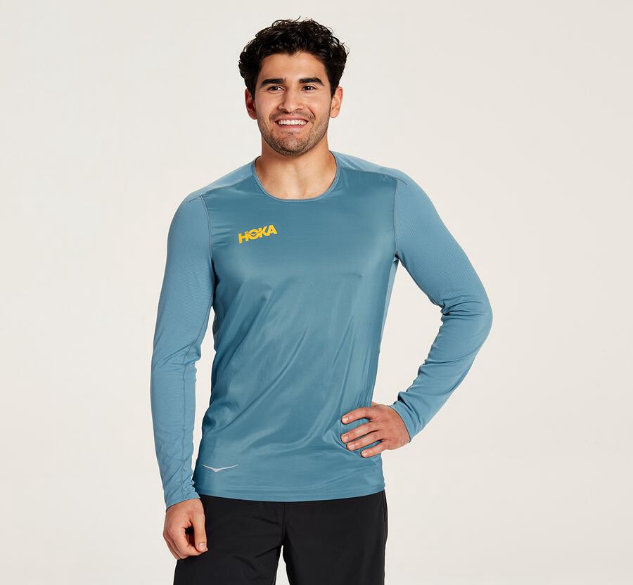 Top Hoka One One Masculino Azuis - Wind - 740-KMTUCO